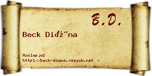 Beck Diána névjegykártya